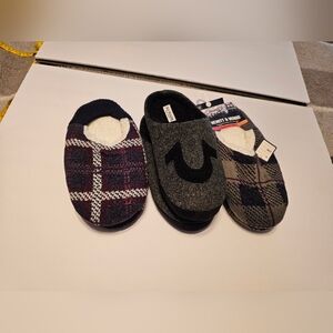 Muk Luks Plaid and Gray Indoor Slippers